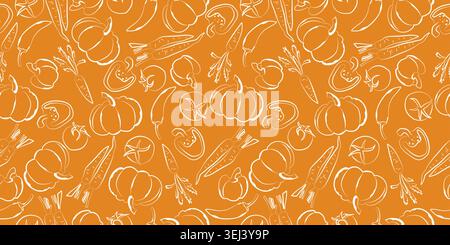 Doodle seamless pattern with vegetables. Stock Vector