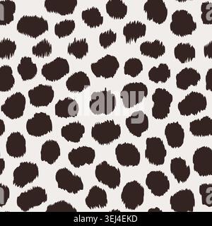 Seamless vector patten with minimalist leopard print. Light background with dark brown spots , clean two-color animal print design. Mdern, graphic Stock Vector