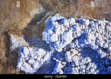 Salt Crystal Formations and Textures at Devil's Golf Course Death Valley Stock Photo