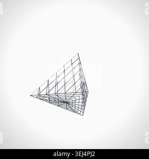 Decorative wire pyramid illustration for presentation covers, creative layouts, and modern visual branding. Stock Vector