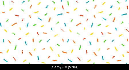 Crayon donut seamless pattern. Sweet topping texture. Confectionery sprinkles repeat pattern. Confetti background. Glazed donut cake color texture Stock Vector