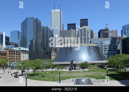 Toronto, Canada - May 27, 2026:  Toronto downtown financial district skyline, with Roy Thomson concert hall Stock Photo