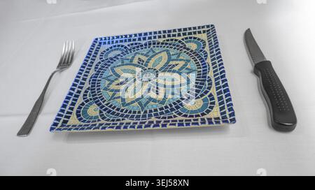 Restaurant Table Service ready to Start Serving Food Stock Photo