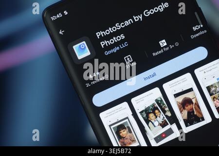 Dhaka, Bangladesh 07 Dec 2025:PhotoScan by Google Photos app on the display of smartphone or tablet Stock Photo