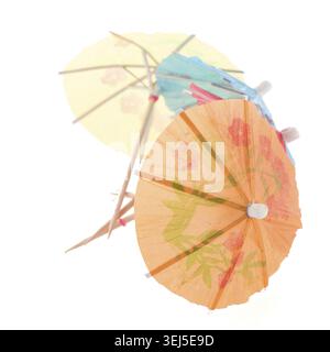 Umbrellas for cocktails isolated on white background Stock Photo