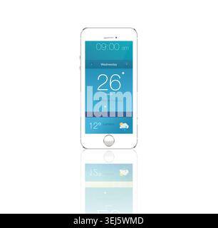 Smartphone screen, technology and ui of mobile in studio isolated on a white background mockup. Phone, cellphone and display of digital electronics Stock Photo