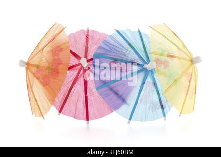 Umbrellas for cocktails isolated on white background Stock Photo