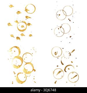 Collection of coffee splashes and stains isolated on white background Stock Photo