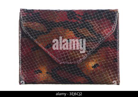 Red snake skin purse isolated on white background Stock Photo