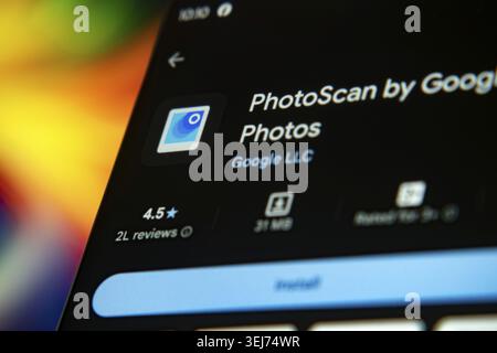 Dhaka, Bangladesh 07 Dec 2025:PhotoScan by Google Photos app on the display of smartphone or tablet Stock Photo