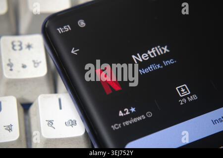 Dhaka, Bangladesh 07 Dec 2025: Netflix streaming service logotype Stock Photo