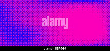 Blue pink bitmap pixel texture. Dotted dither gradient pattern background. 8 bit halftone faded pop art gradation wallpaper. Vanishing raster video arcade game backdrop for banner, poster. Vector Stock Vector
