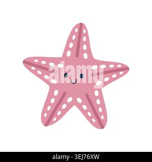 Cute Pink Starfish Cartoon Character Vector Stock Vector