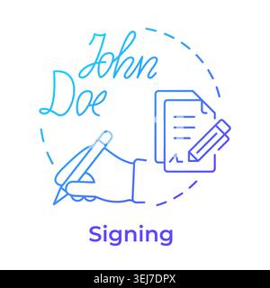 Signing blue gradient concept icon Stock Vector