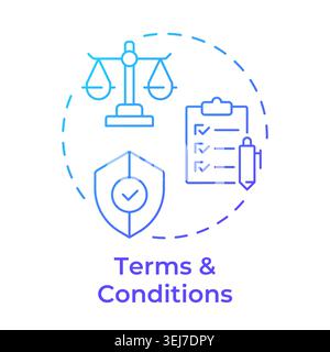 Terms and conditions blue gradient concept icon Stock Vector
