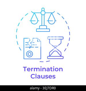 Termination clauses blue gradient concept icon Stock Vector