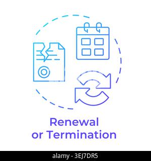 Renewal and termination blue gradient concept icon Stock Vector