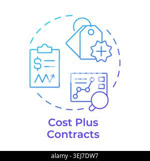 Cost plus contracts blue gradient concept icon Stock Vector