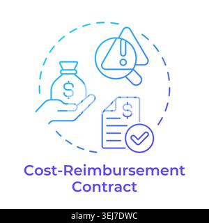 Cost reimbursement contract blue gradient concept icon Stock Vector
