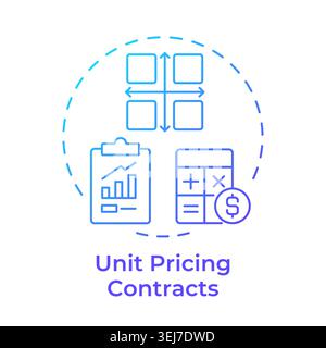 Unit pricing contracts blue gradient concept icon Stock Vector