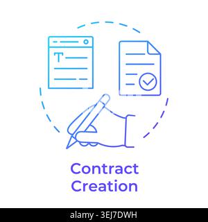 Contract creation blue gradient concept icon Stock Vector