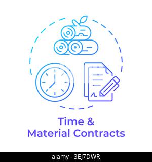 Time and material contracts blue gradient concept icon Stock Vector