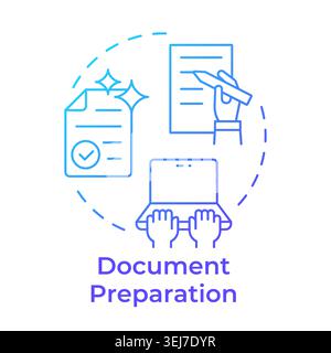 Document preparation blue gradient concept icon Stock Vector