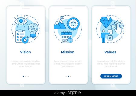 Strategic framework blue onboarding mobile app screen Stock Vector