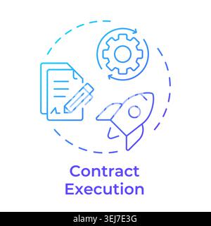 Contract execution blue gradient concept icon Stock Vector