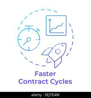 Faster contract cycles blue gradient concept icon Stock Vector