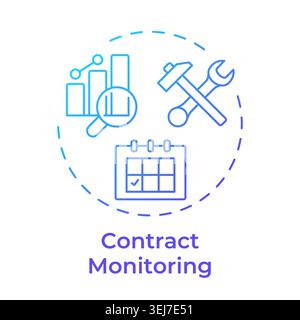 Contract monitoring blue gradient concept icon Stock Vector