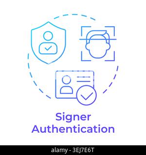 Signer authentication blue gradient concept icon Stock Vector