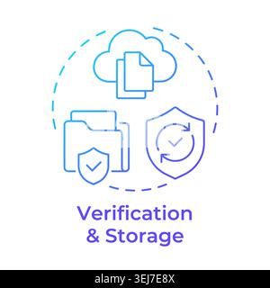 Verification and storage blue gradient concept icon Stock Vector