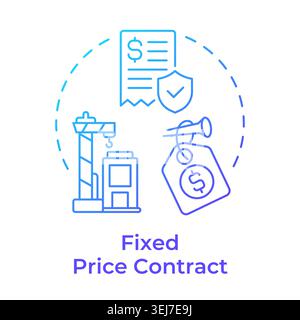 Fixed price contract blue gradient concept icon Stock Vector
