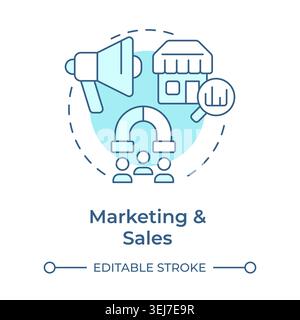 Marketing and sales soft blue concept icon Stock Vector