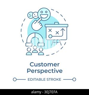 Customer perspective soft blue concept icon Stock Vector