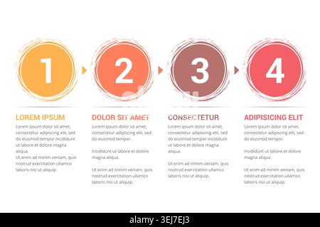 Infographic template with numbers in circles and text, four steps or options, process chart, vector eps10 illustration Stock Vector