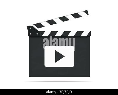 Clapper board with play button, vector eps10 illustration Stock Vector