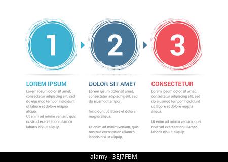 Infographic template with numbers in circles and text, three steps or options, process chart, vector eps10 illustration Stock Vector