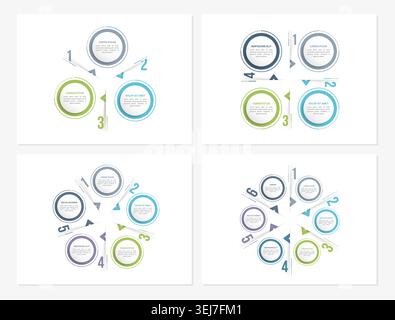 Four circle diagram templates - 3, 4, 5 and 6 elements, infographic templates, vector eps10 illustration Stock Vector