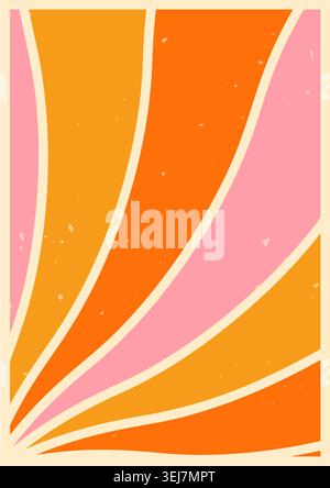Swirl groovy starburst textured poster. Stock Vector