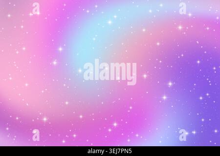 Purple starry night sky background with galaxy glow and cosmic stardust. Dreamy space backdrop with violet gradient, perfect for fantasy designs and Stock Vector