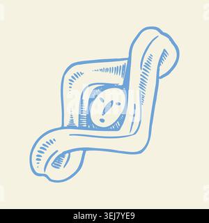 Hand Drawn Cinnamon Roll Sketch Vector in Minimal Blue Line Style Stock Vector