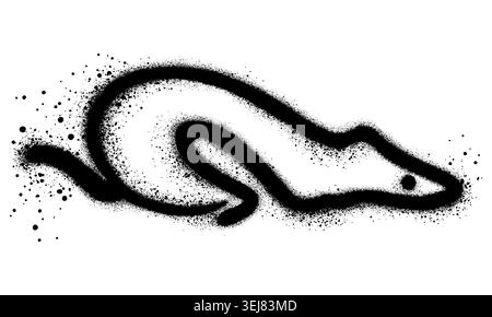 Mouse in graffiti style with black spray paint. Stock Vector