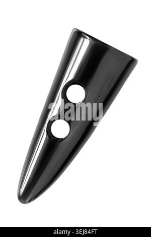 Large black plastic clothes button isolated on white background Stock Photo