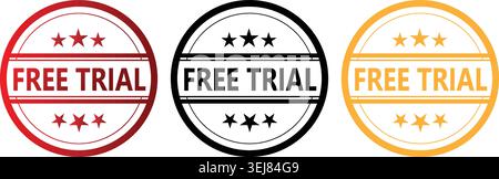 Vintage Free Trial Monochrome Badge Set for Commercial Branding Use Stock Vector