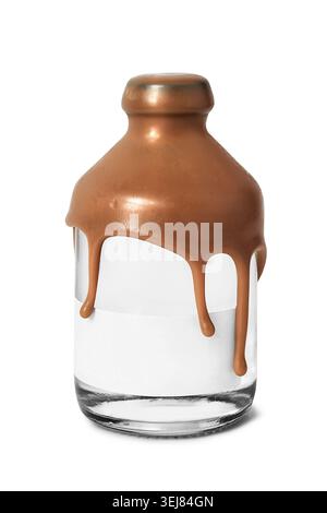 Aromatic diffuser glass bottle packed in brown wax isolated over white Stock Photo