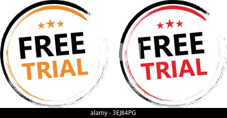 Modern Free Trial Stamp Badge Collection for Promotional Marketing Design Stock Vector