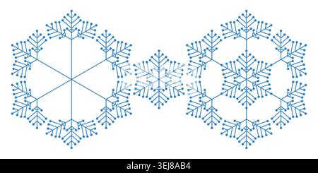 Blue template snowflake with shadow. Isolated snowflakes icon, round mandala. Winter Holiday cartoon flat illustration. Merry Christmas and New year Stock Vector