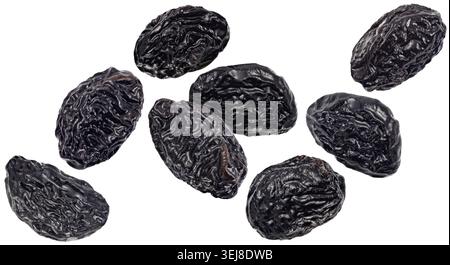 Dried prunes isolated on white background with clipping path Stock Photo